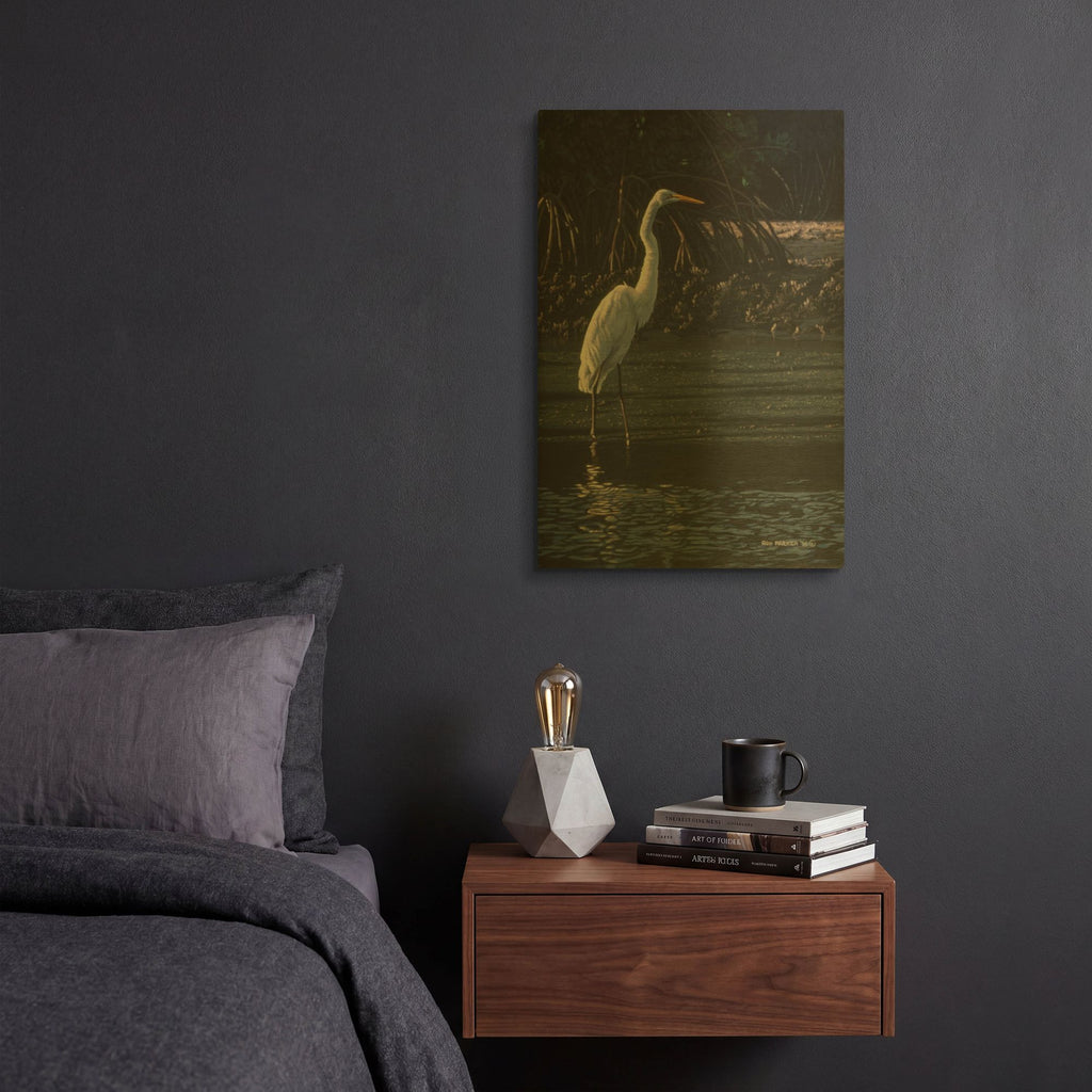 'Great Egret' By Ron Parker Gold Metal Wall Art