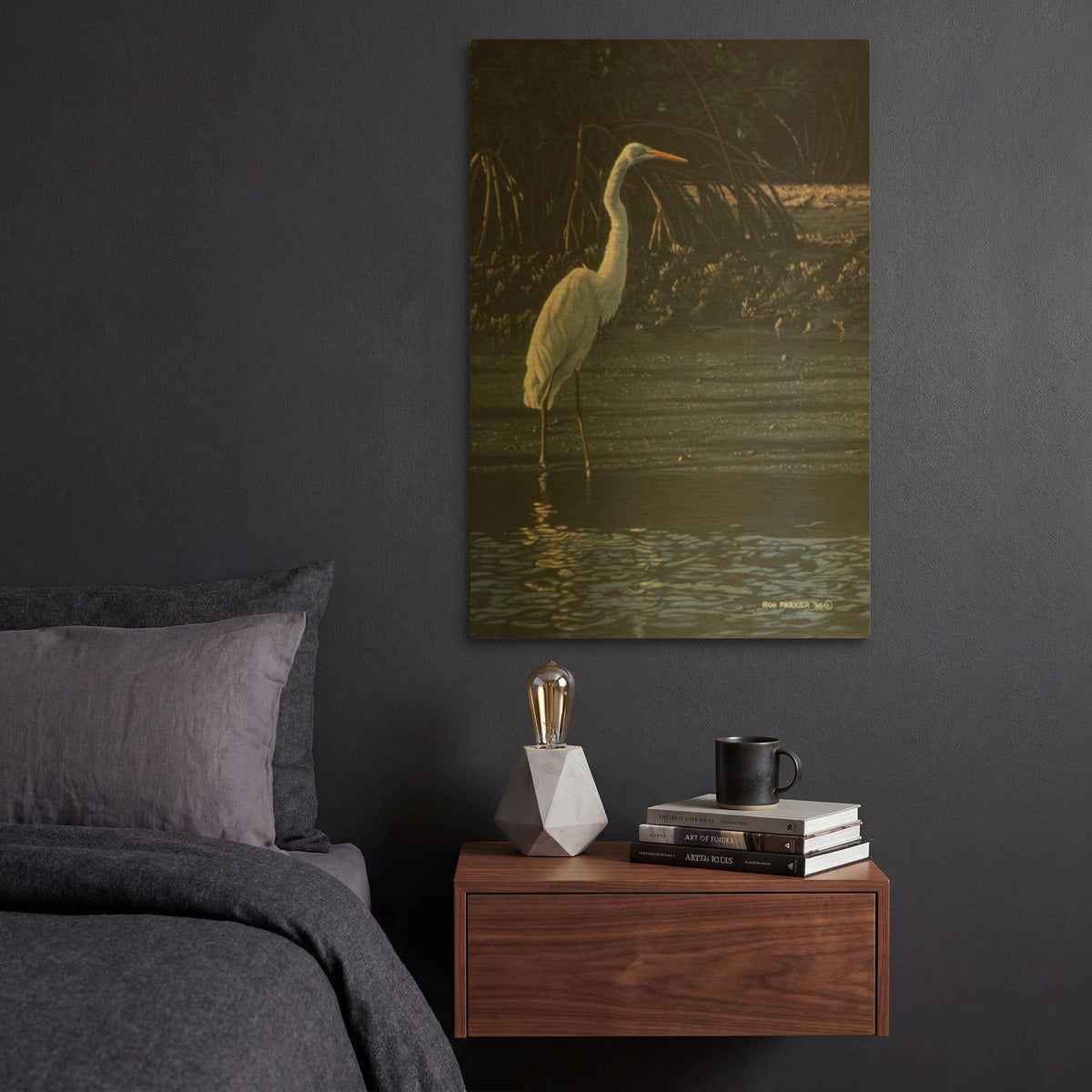 'Great Egret' By Ron Parker Gold Metal Wall Art