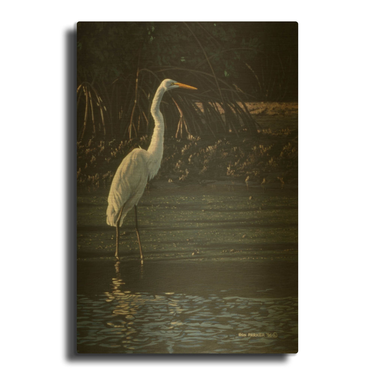 'Great Egret' By Ron Parker Gold Metal Wall Art