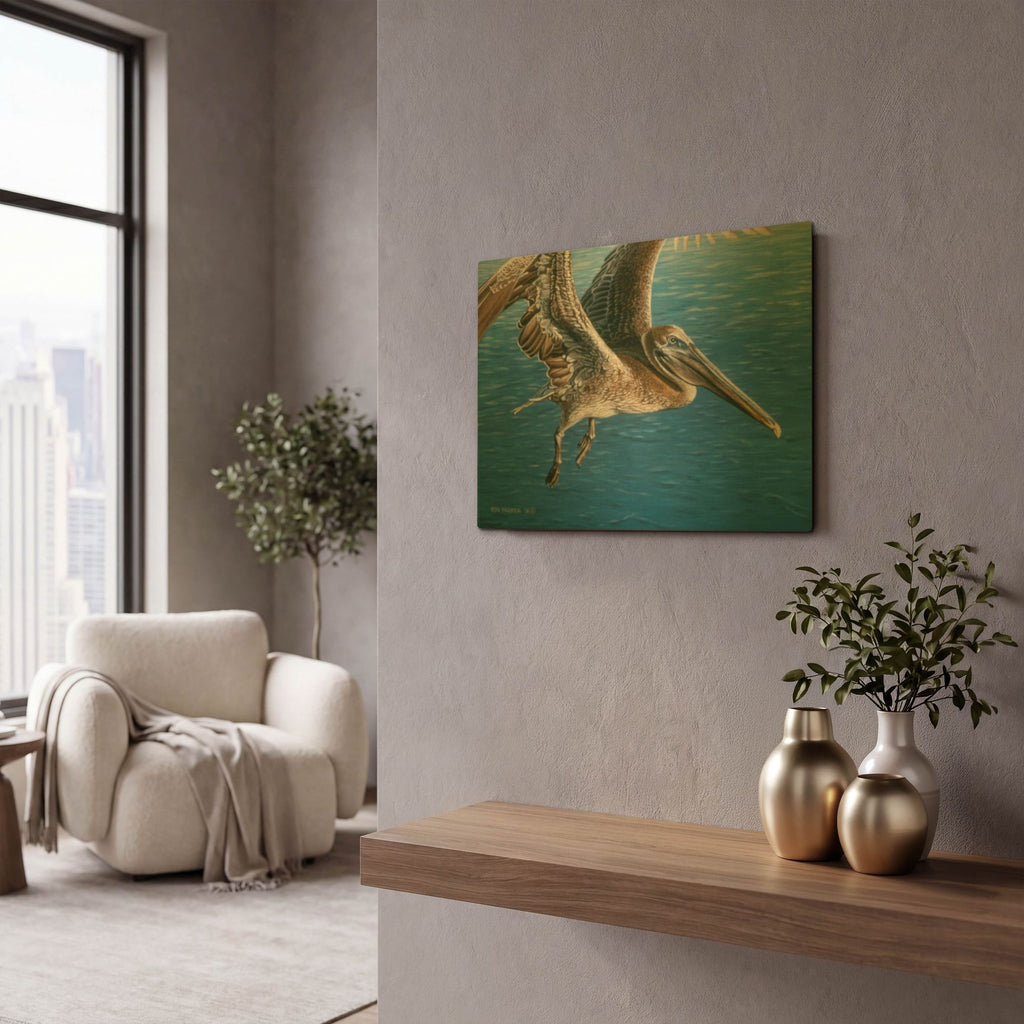 'Flying Pelican' By Ron Parker Gold Metal Wall Art