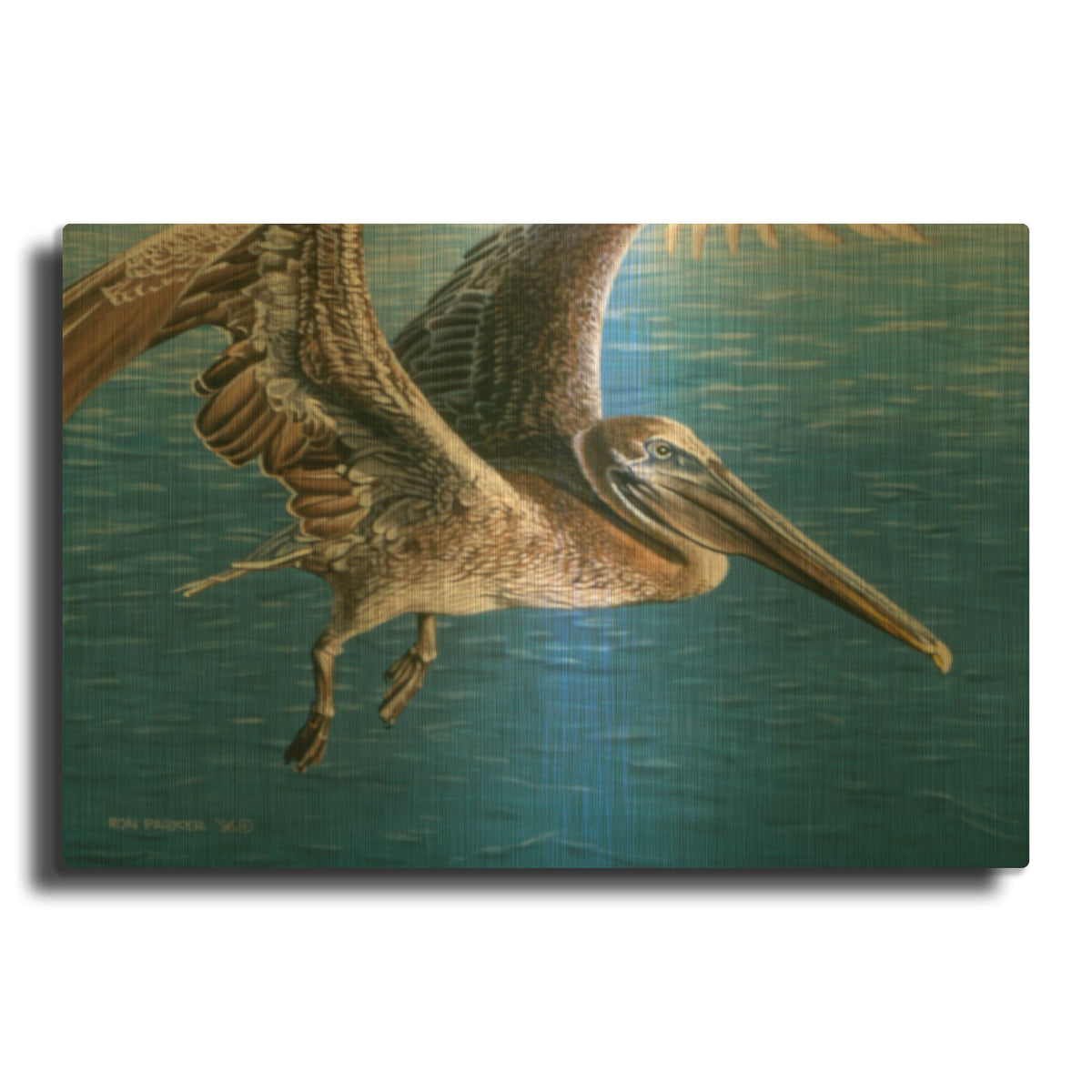 'Flying Pelican' By Ron Parker Gold Metal Wall Art