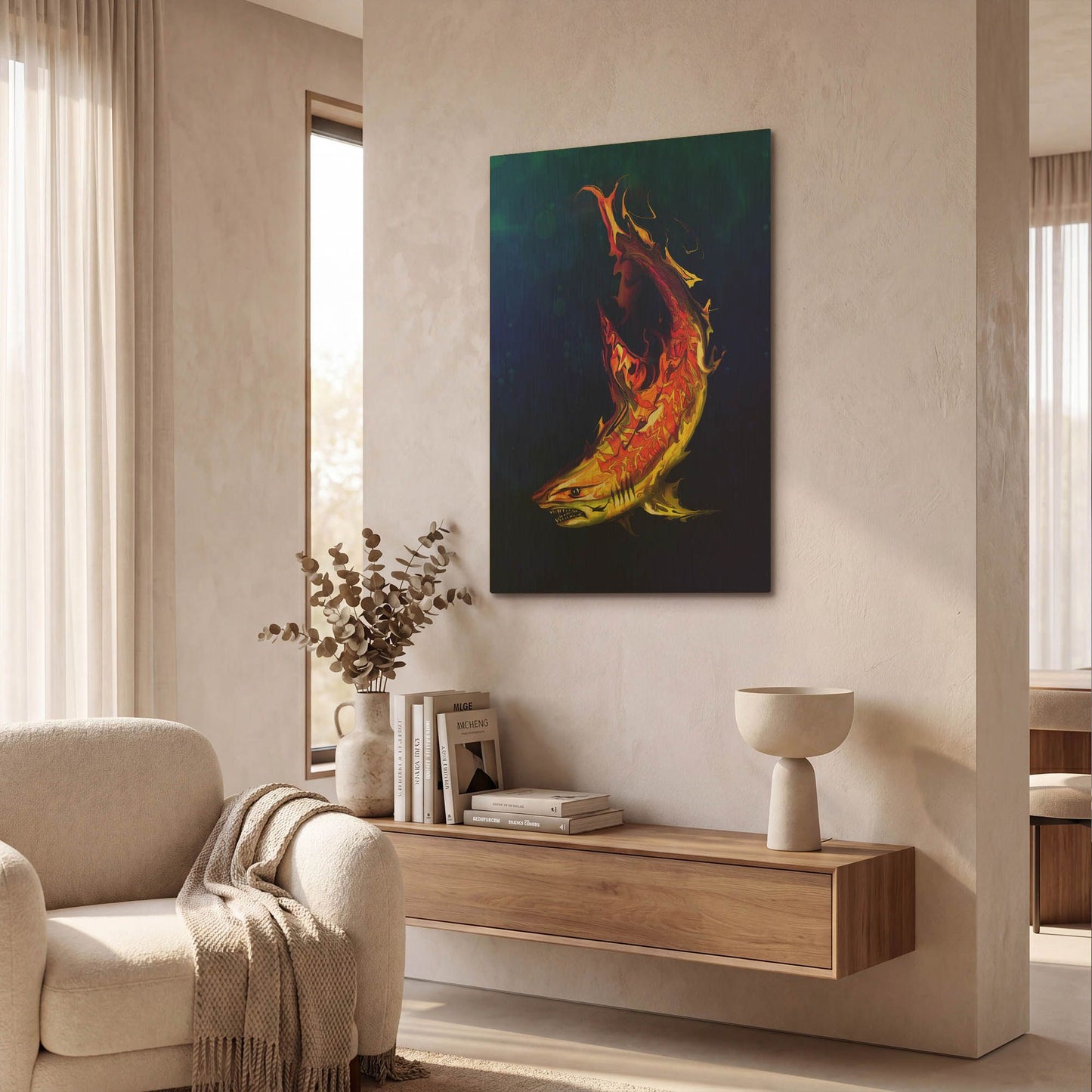 'Tiger Shark' By Michael Stewart Gold Metal Wall Art