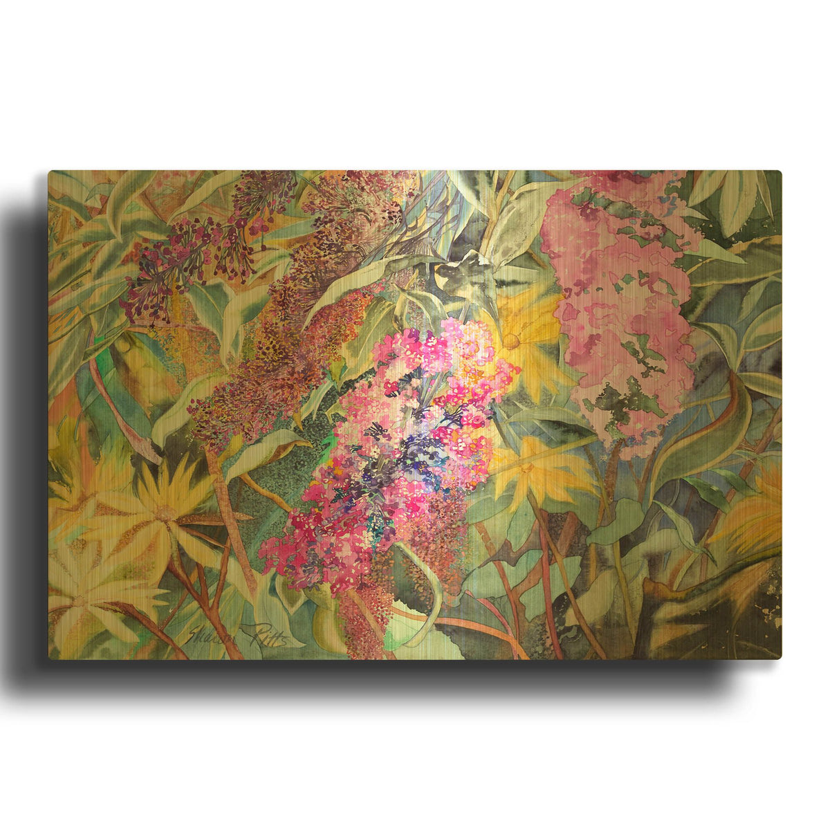 'Allans Garden' By Sharon Pitts Gold Metal Wall Art