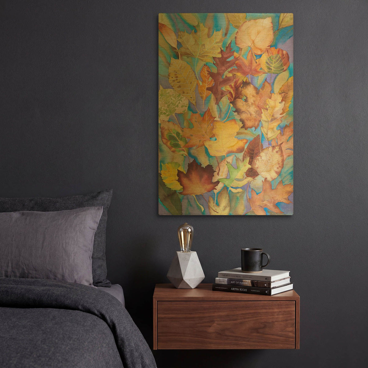'Autumn Leaves V' By Sharon Pitts Gold Metal Wall Art