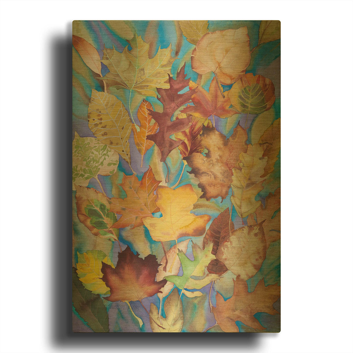 'Autumn Leaves V' By Sharon Pitts Gold Metal Wall Art