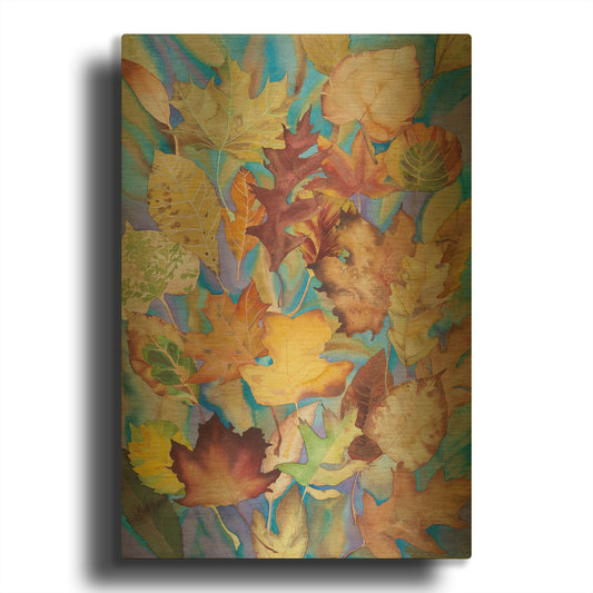 'Autumn Leaves V' By Sharon Pitts Gold Metal Wall Art