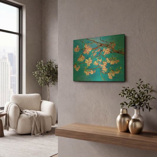 'Cherry Blossoms' By Sharon Pitts Gold Metal Wall Art
