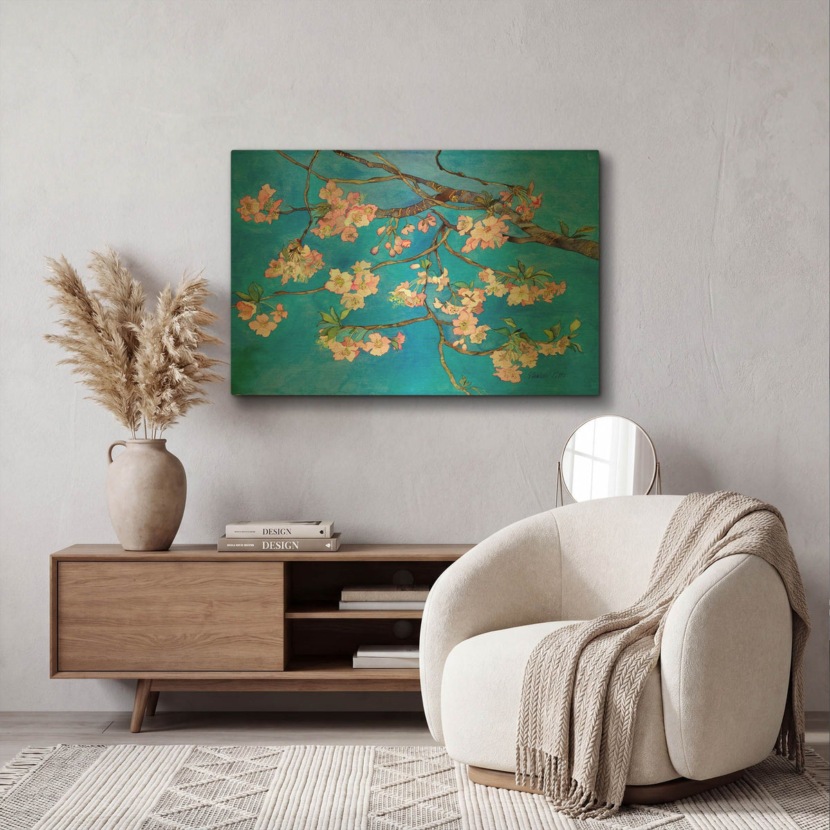 'Cherry Blossoms' By Sharon Pitts Gold Metal Wall Art