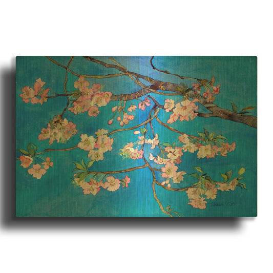 'Cherry Blossoms' By Sharon Pitts Gold Metal Wall Art