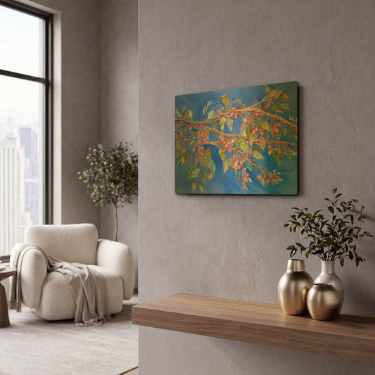 'Crab Apple III' By Sharon Pitts Gold Metal Wall Art