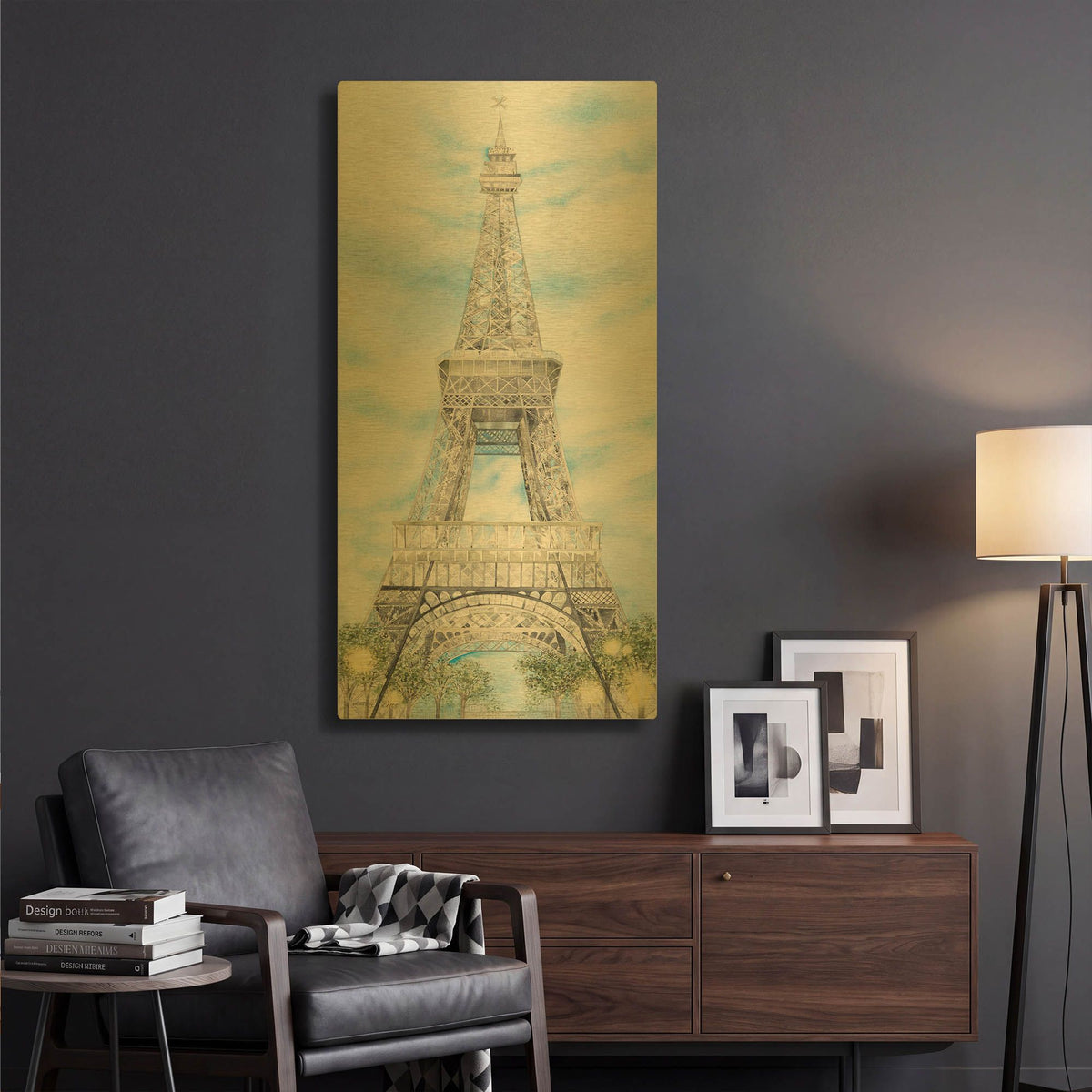 'Eiffel Tower' By Sharon Pitts Gold Metal Wall Art