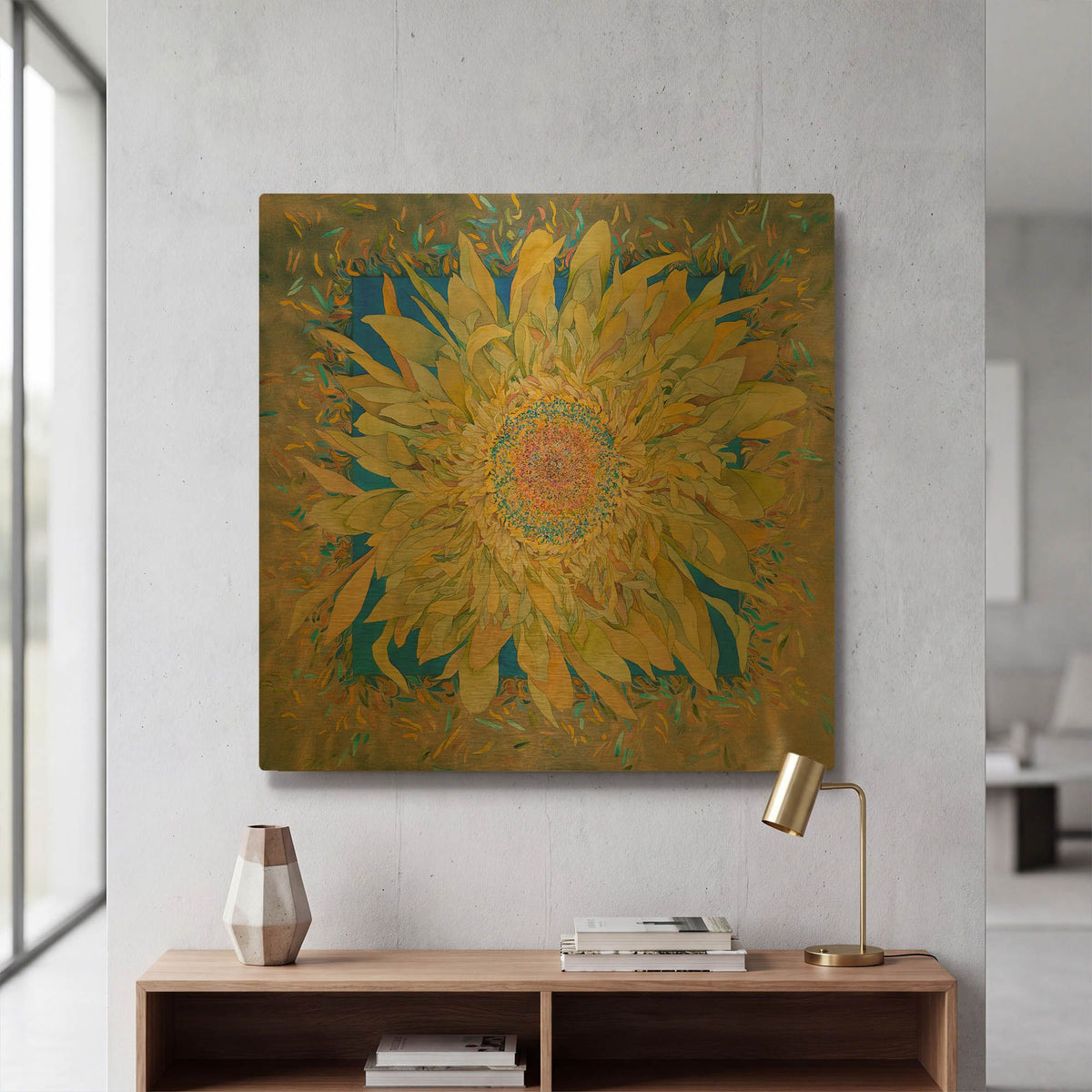 'Golden Flower' By Sharon Pitts Gold Metal Wall Art
