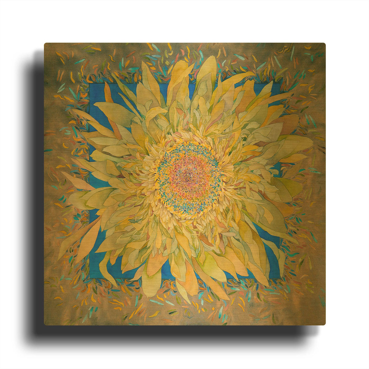'Golden Flower' By Sharon Pitts Gold Metal Wall Art