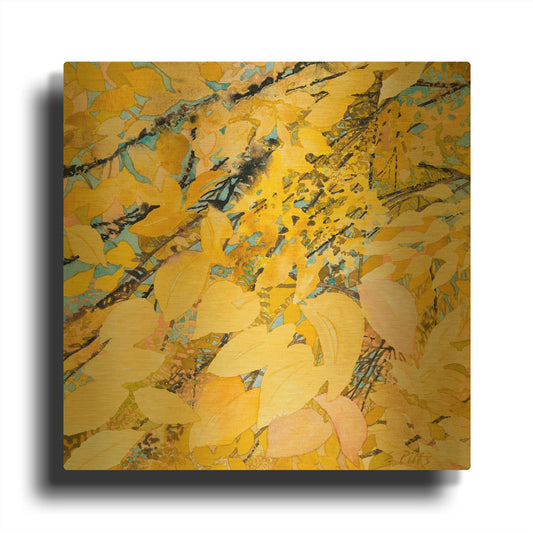 'Golden Leaves' By Sharon Pitts Gold Metal Wall Art