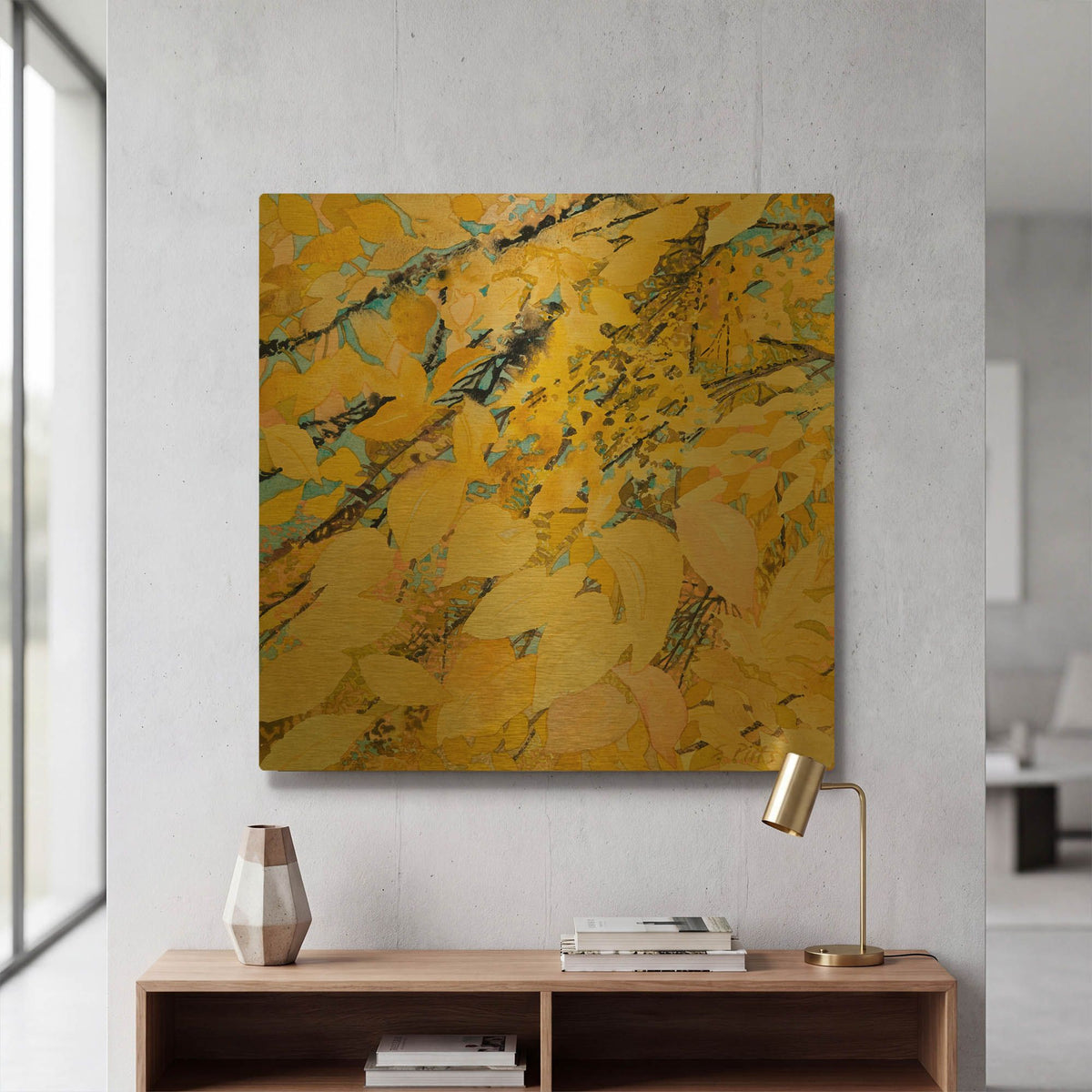 'Golden Leaves' By Sharon Pitts Gold Metal Wall Art