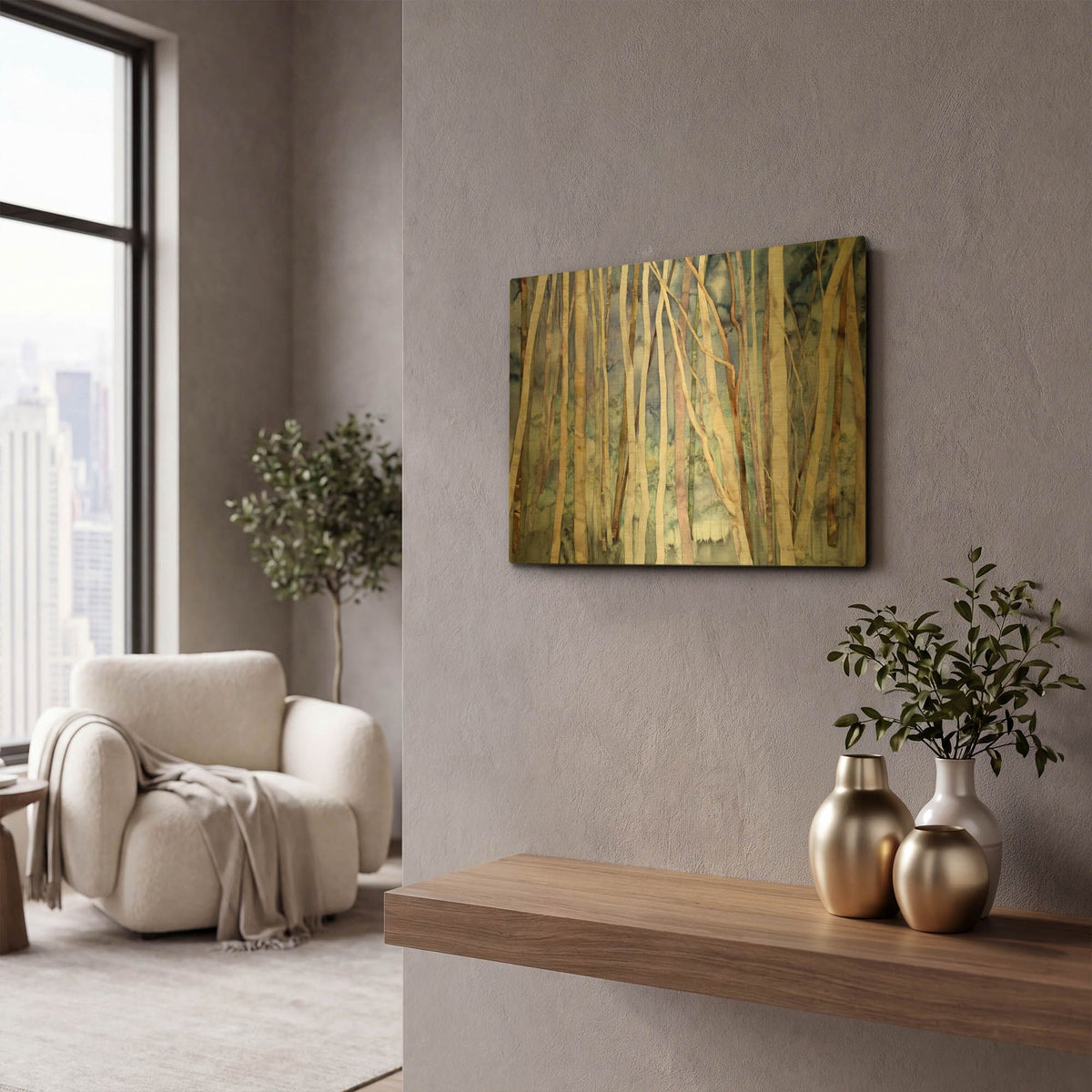 'Mystery Of Trees II' By Sharon Pitts Gold Metal Wall Art