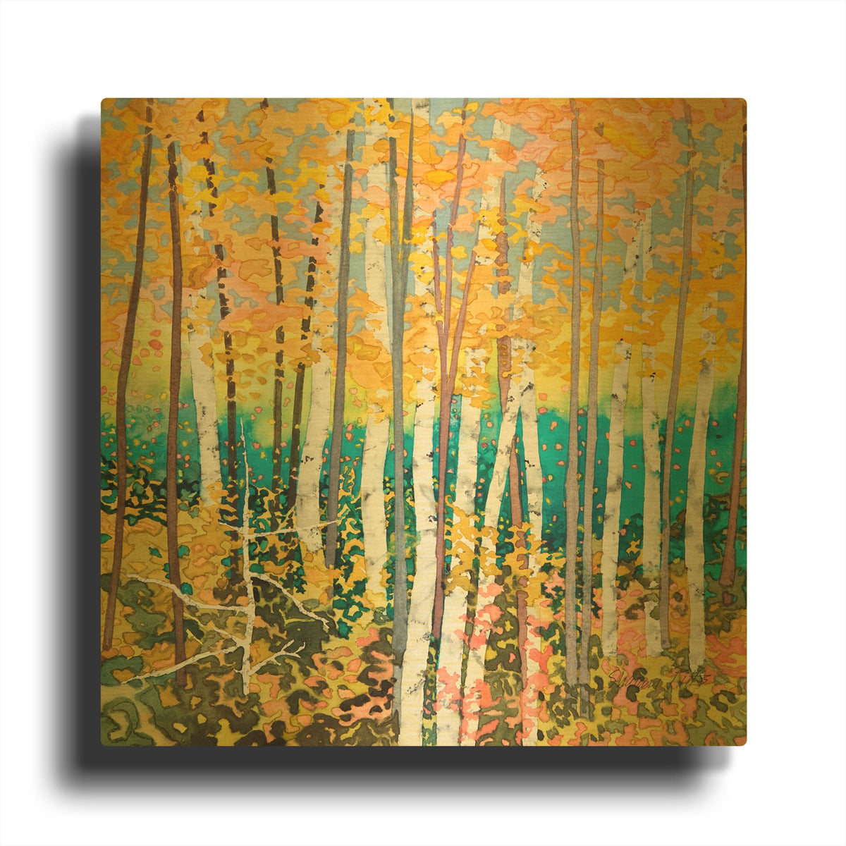 'Mystery Of Trees V' By Sharon Pitts Gold Metal Wall Art