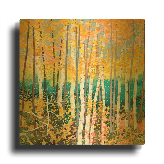'Mystery Of Trees V' By Sharon Pitts Gold Metal Wall Art