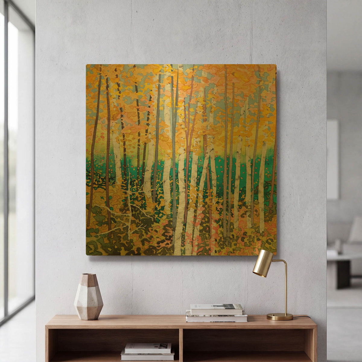'Mystery Of Trees V' By Sharon Pitts Gold Metal Wall Art