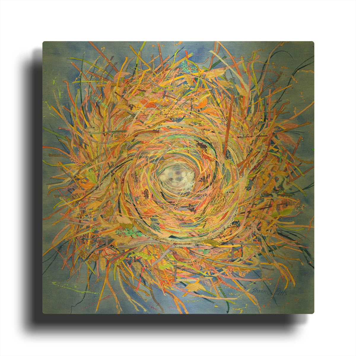 'Nest III-Vortex' By Sharon Pitts Gold Metal Wall Art