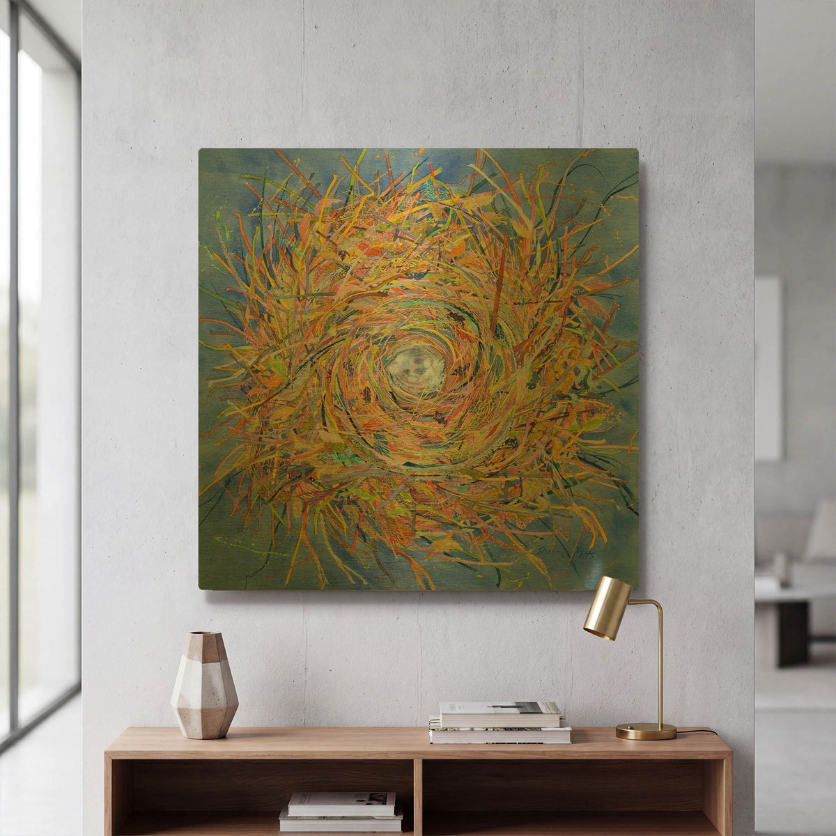 'Nest III-Vortex' By Sharon Pitts Gold Metal Wall Art