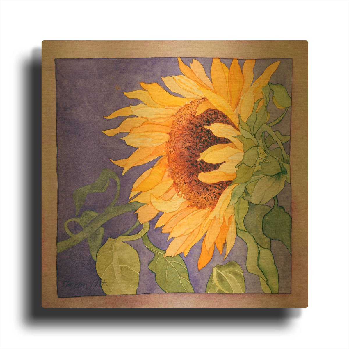 'Sunflower I' By Sharon Pitts Gold Metal Wall Art