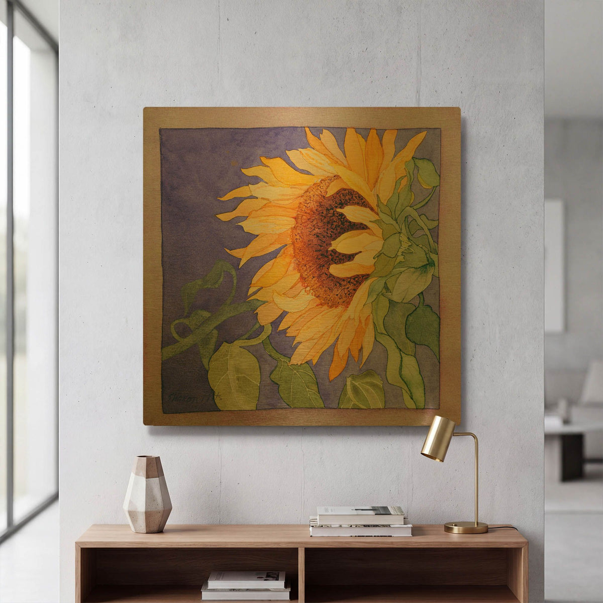 'Sunflower I' By Sharon Pitts Gold Metal Wall Art