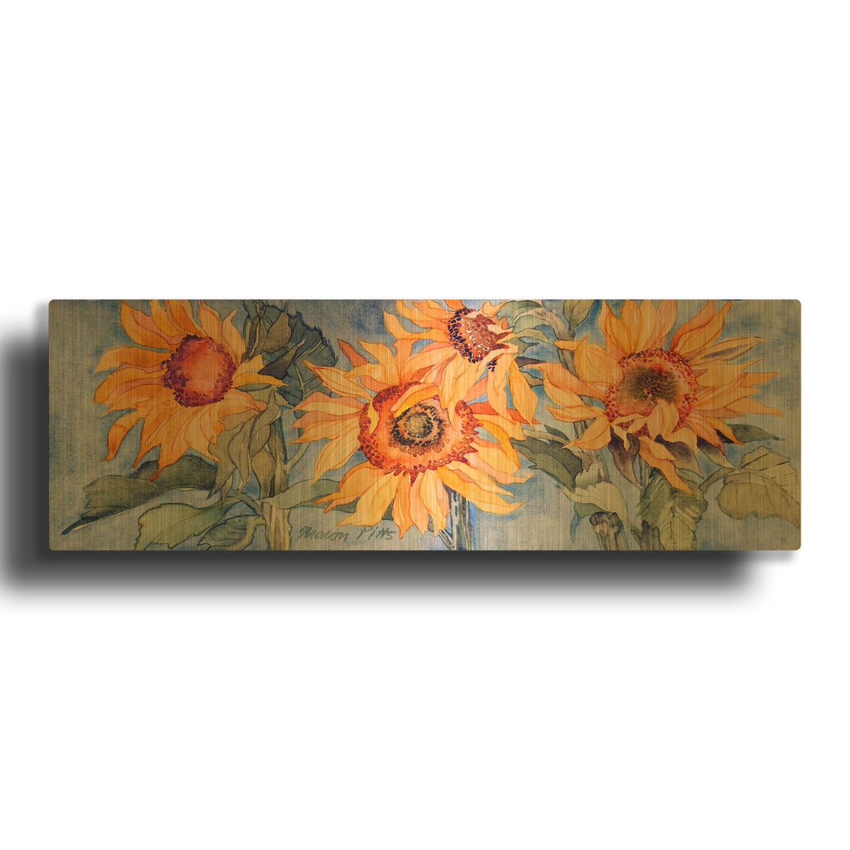 'Sunflowers VI' By Sharon Pitts Gold Metal Wall Art