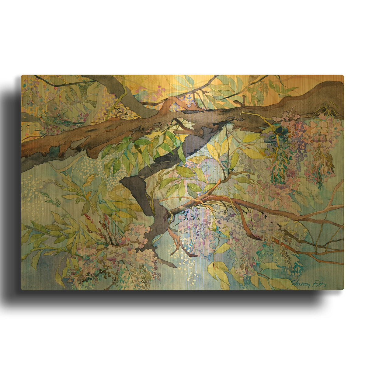'Wisteria, Van Vleck' By Sharon Pitts Gold Metal Wall Art