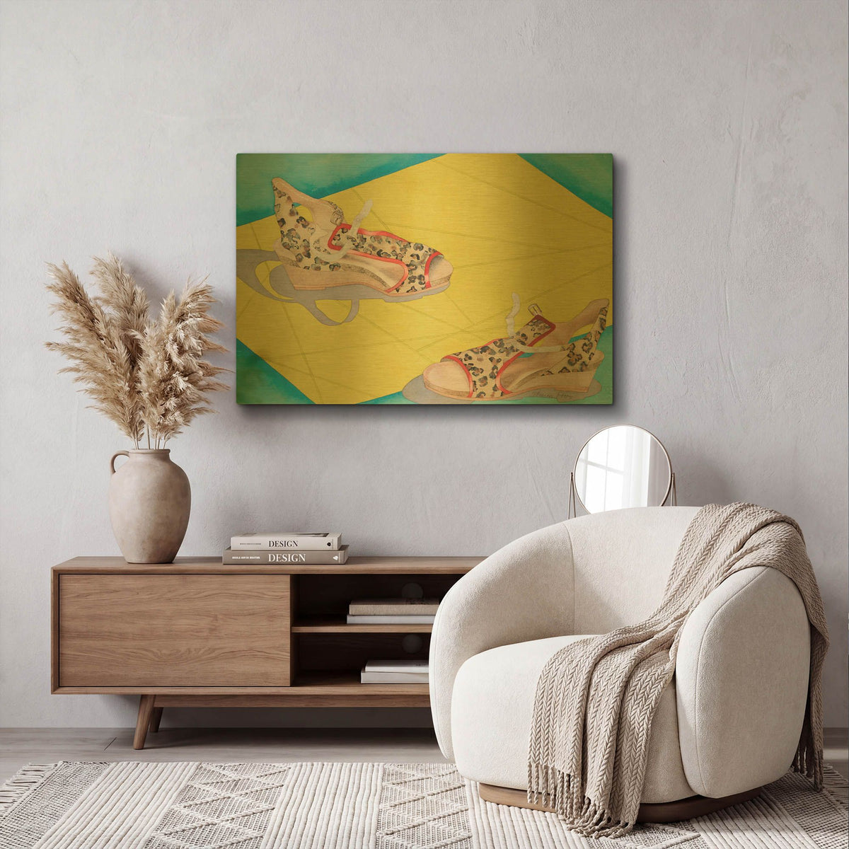 'Animal Skin Shoes' By Sharon Pitts Gold Metal Wall Art