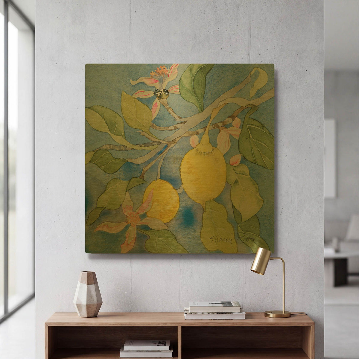 'Lemon Tree Italy 1' By Sharon Pitts Gold Metal Wall Art