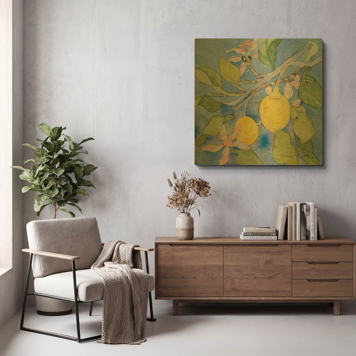 'Lemon Tree Italy 1' By Sharon Pitts Gold Metal Wall Art