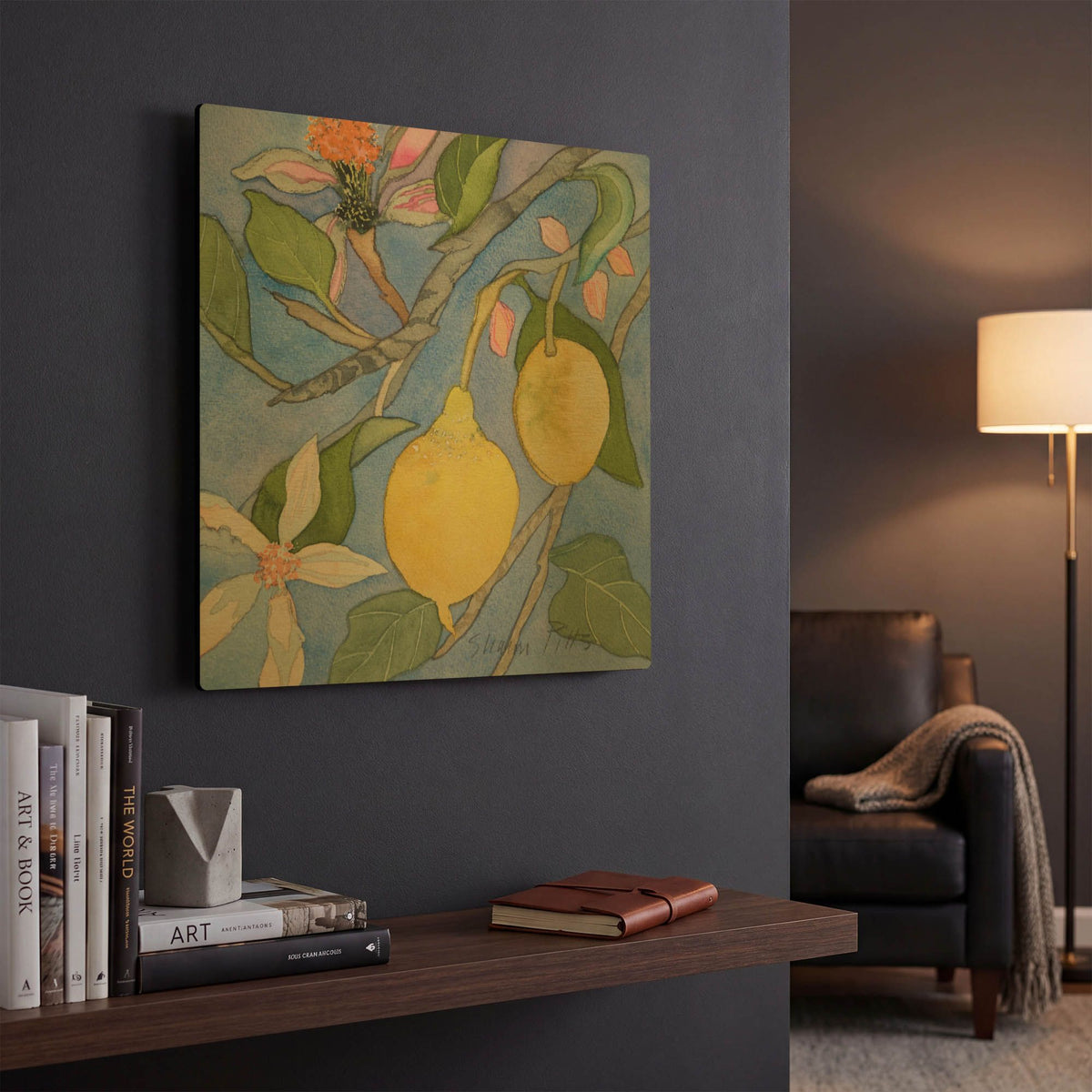 'Lemon Tree Italy 2' By Sharon Pitts Gold Metal Wall Art