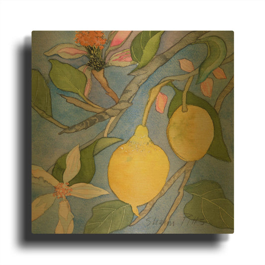'Lemon Tree Italy 2' By Sharon Pitts Gold Metal Wall Art