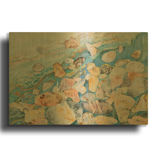 'Molos Beach 1' By Sharon Pitts Gold Metal Wall Art