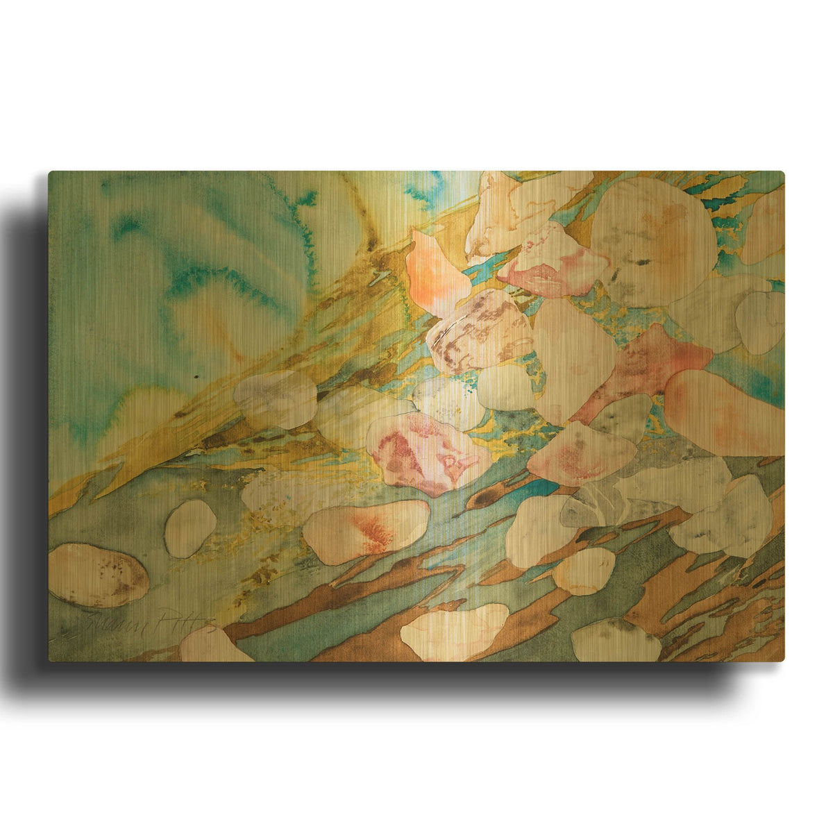 'Molos Beach 4' By Sharon Pitts Gold Metal Wall Art