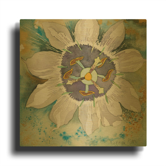 'Passion Flower' By Sharon Pitts Gold Metal Wall Art