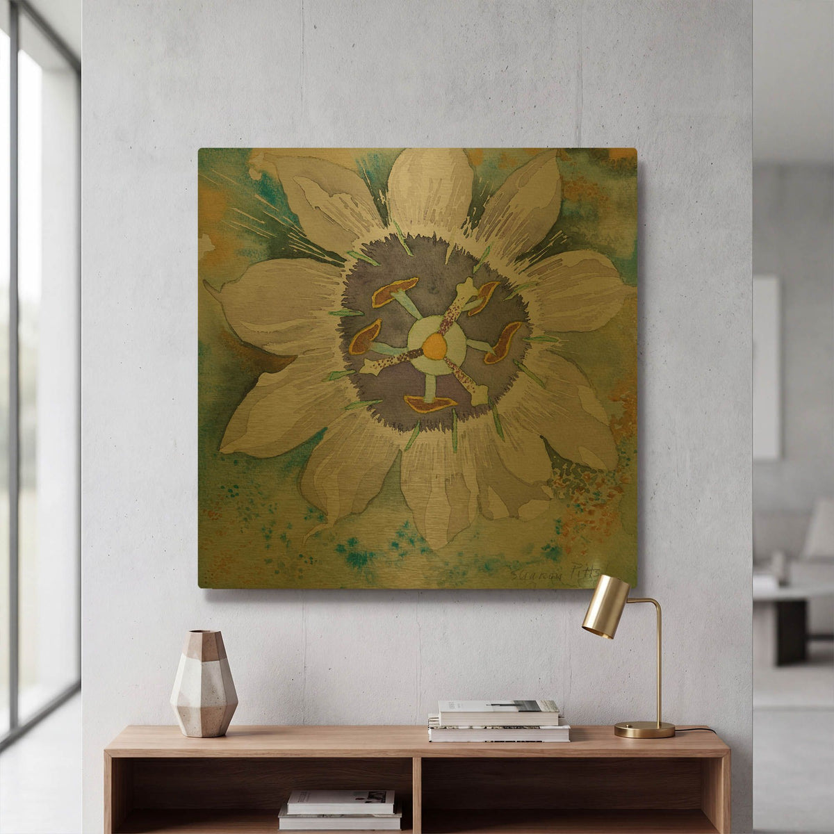 'Passion Flower' By Sharon Pitts Gold Metal Wall Art