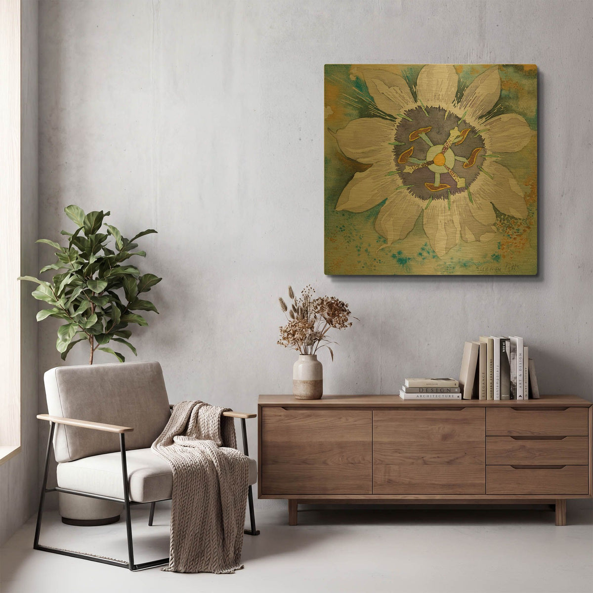 'Passion Flower' By Sharon Pitts Gold Metal Wall Art