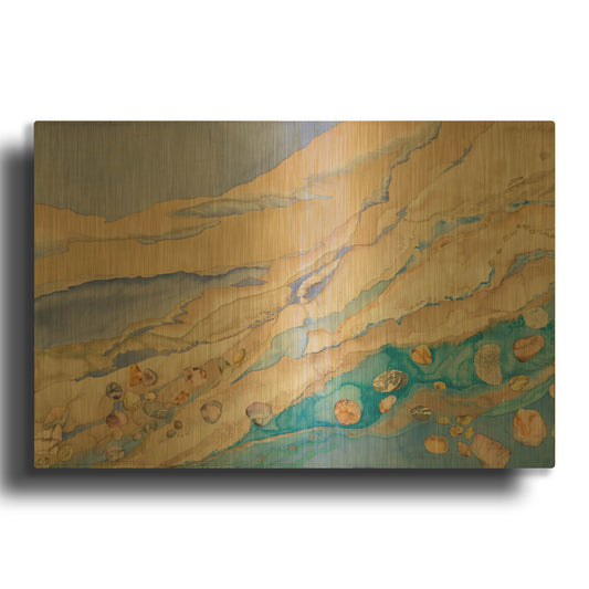 'Rhythms Of Ebb And Flow, Molos Beach Left Panel' By Sharon Pitts Gold Metal Wall Art