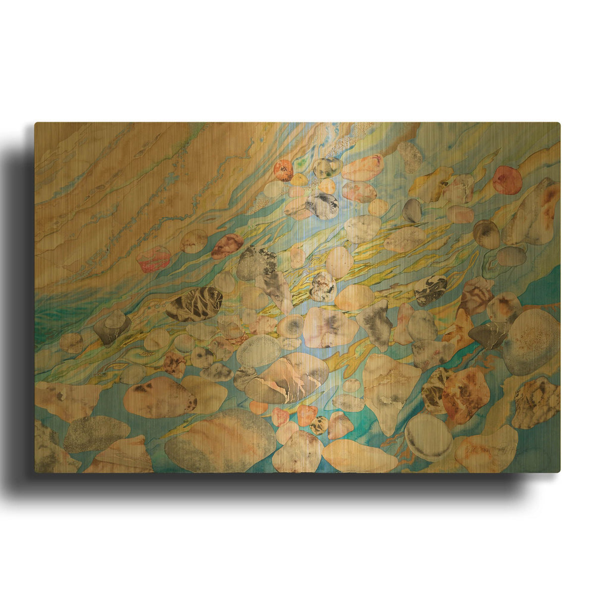 'Rhythms Of Ebb And Flow, Molos Beach Right Panel' By Sharon Pitts Gold Metal Wall Art
