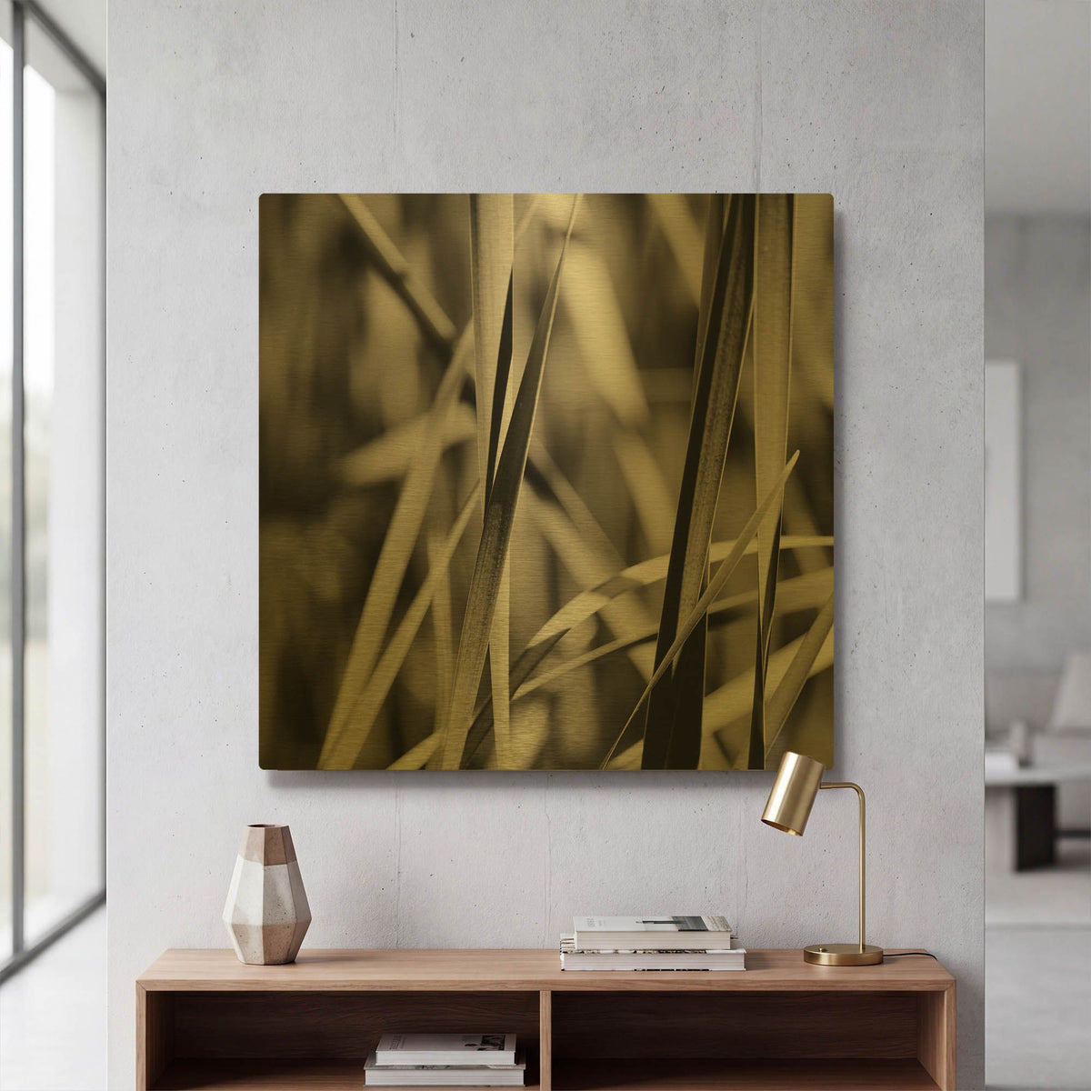 'Leaves BW 01' By Tom Quartermaine Gold Metal Wall Art
