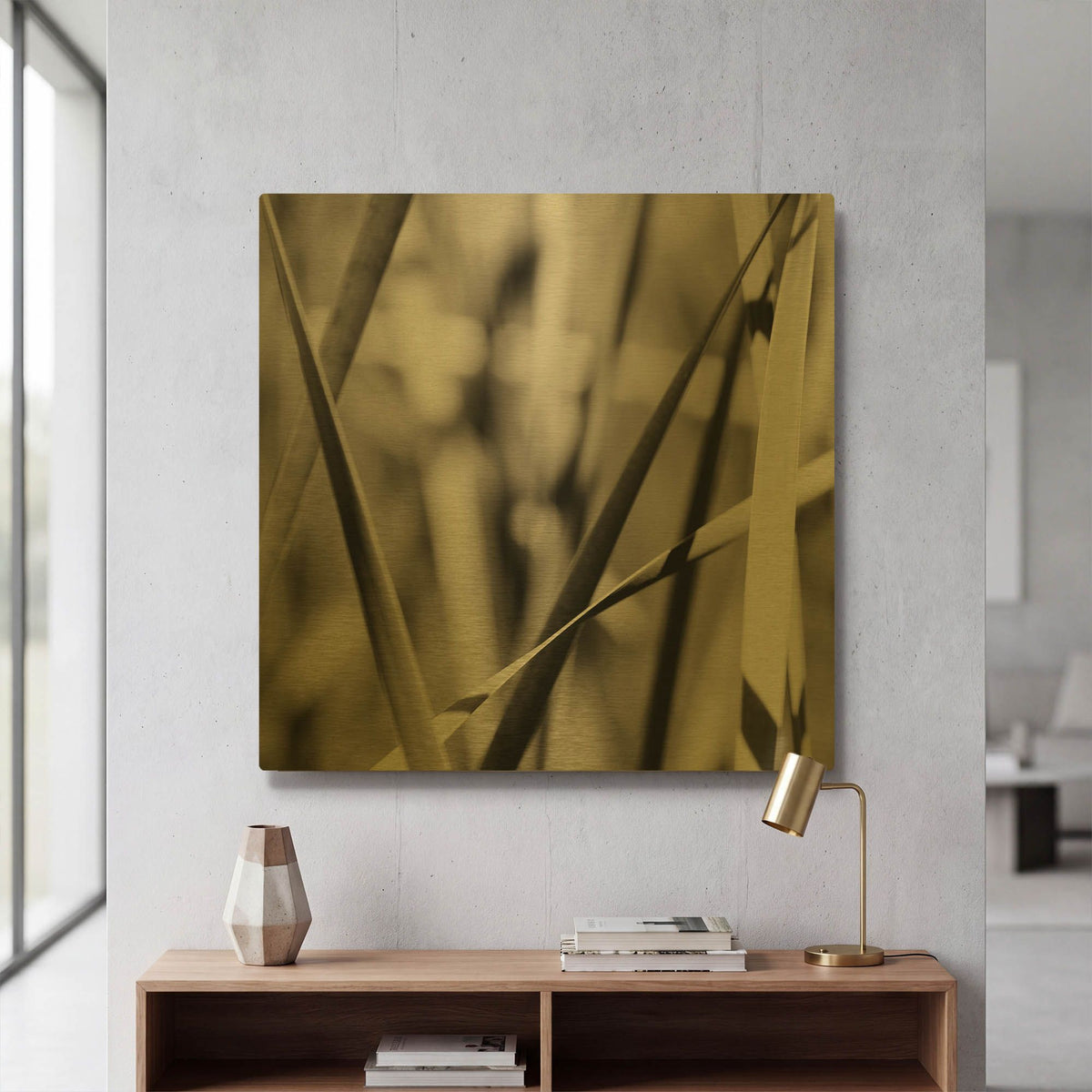 'Leaves BW 02' By Tom Quartermaine Gold Metal Wall Art