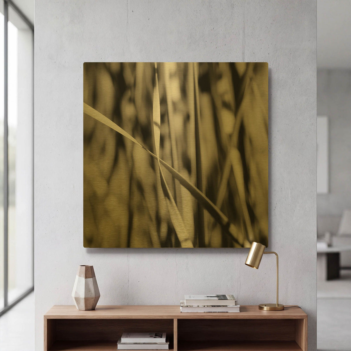 'Leaves BW 03' By Tom Quartermaine Gold Metal Wall Art