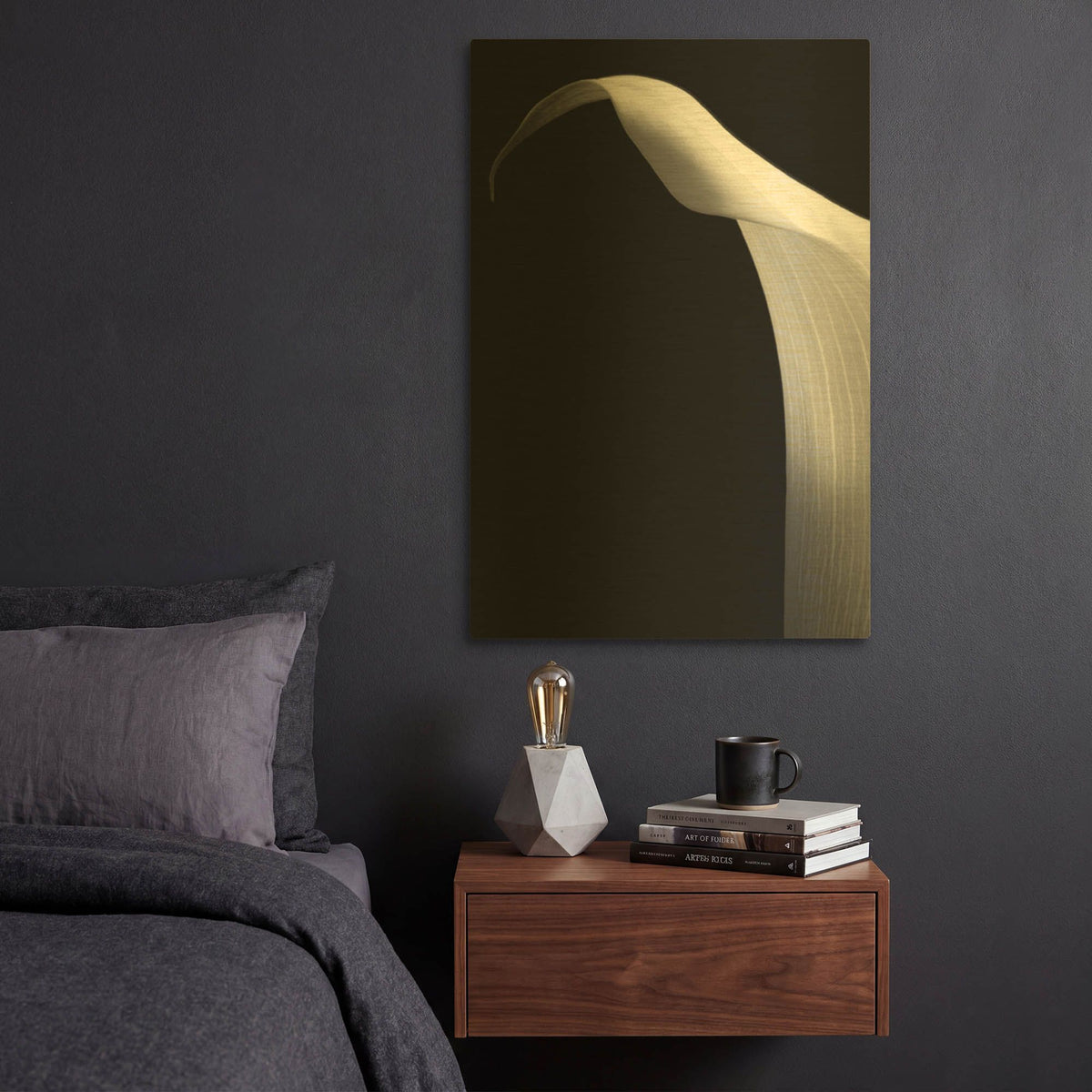 'Lily on Black 01' By Tom Quartermaine Gold Metal Wall Art