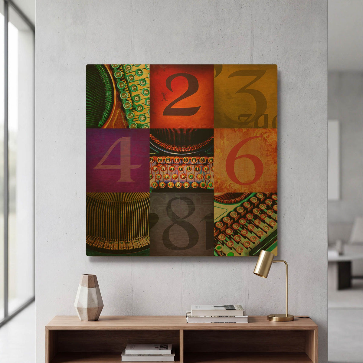 'Limited Edition Typewriter and Graphics Set' By Tom Quartermaine Gold Metal Wall Art