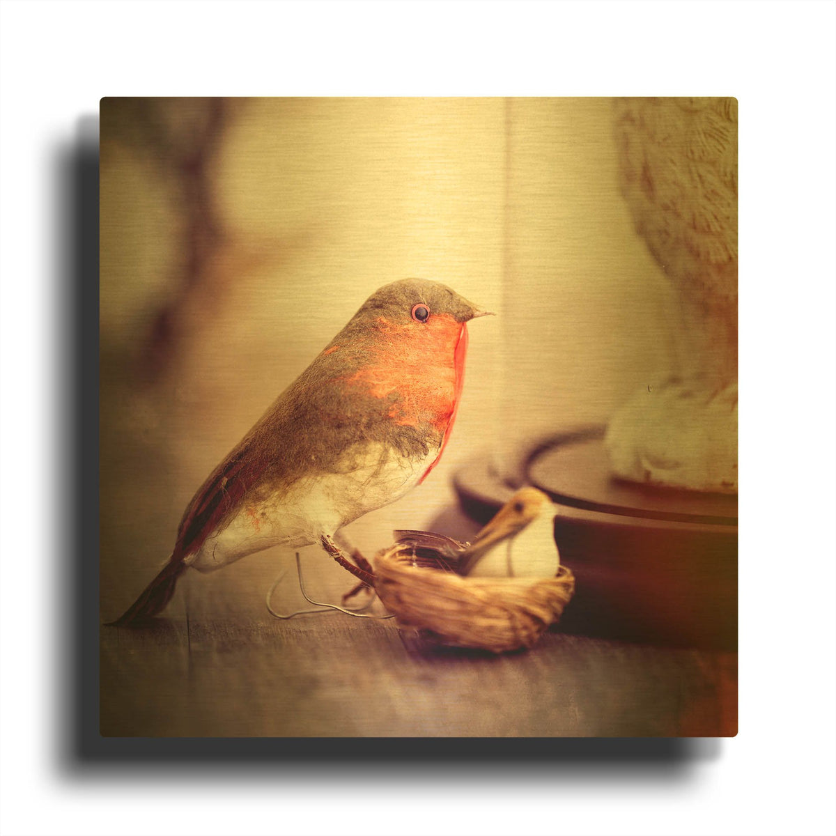 'Little Antique Robin' By Tom Quartermaine Gold Metal Wall Art