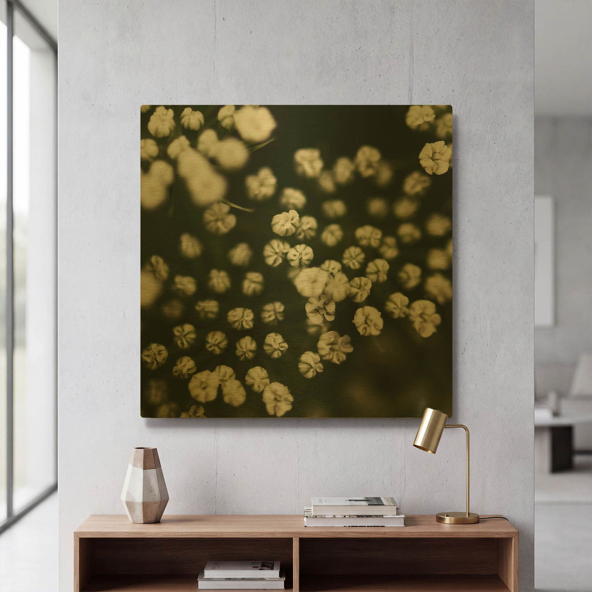 'Little White Flowers' By Tom Quartermaine Gold Metal Wall Art