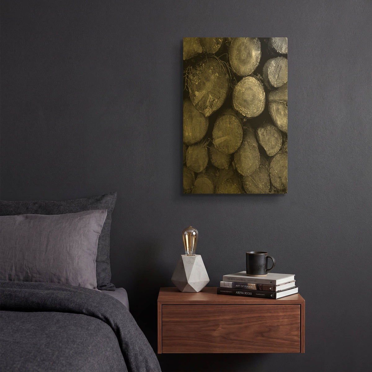 'Logs BW' By Tom Quartermaine Gold Metal Wall Art
