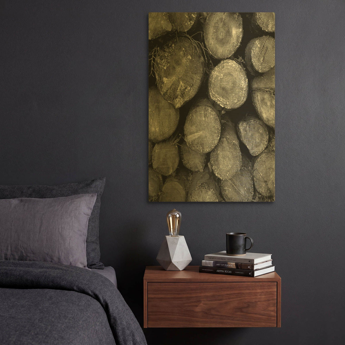 'Logs BW' By Tom Quartermaine Gold Metal Wall Art